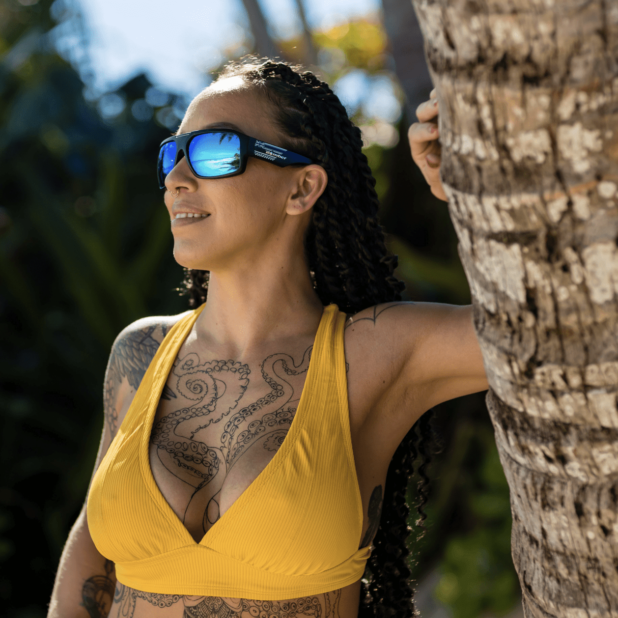 MEGA Safety - Polarized Ice Blue Mirror Aloha series - Safety Glasses - Bomber Eyewear - M111ICEHW