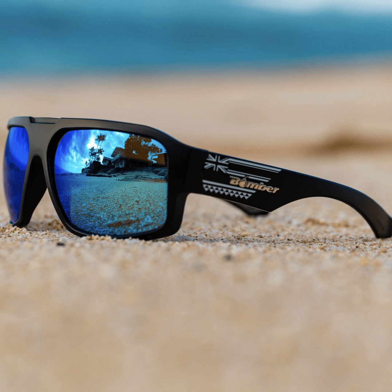 MEGA Safety - Polarized Ice Blue Mirror Aloha series - Safety Glasses - Bomber Eyewear - M111ICEHW