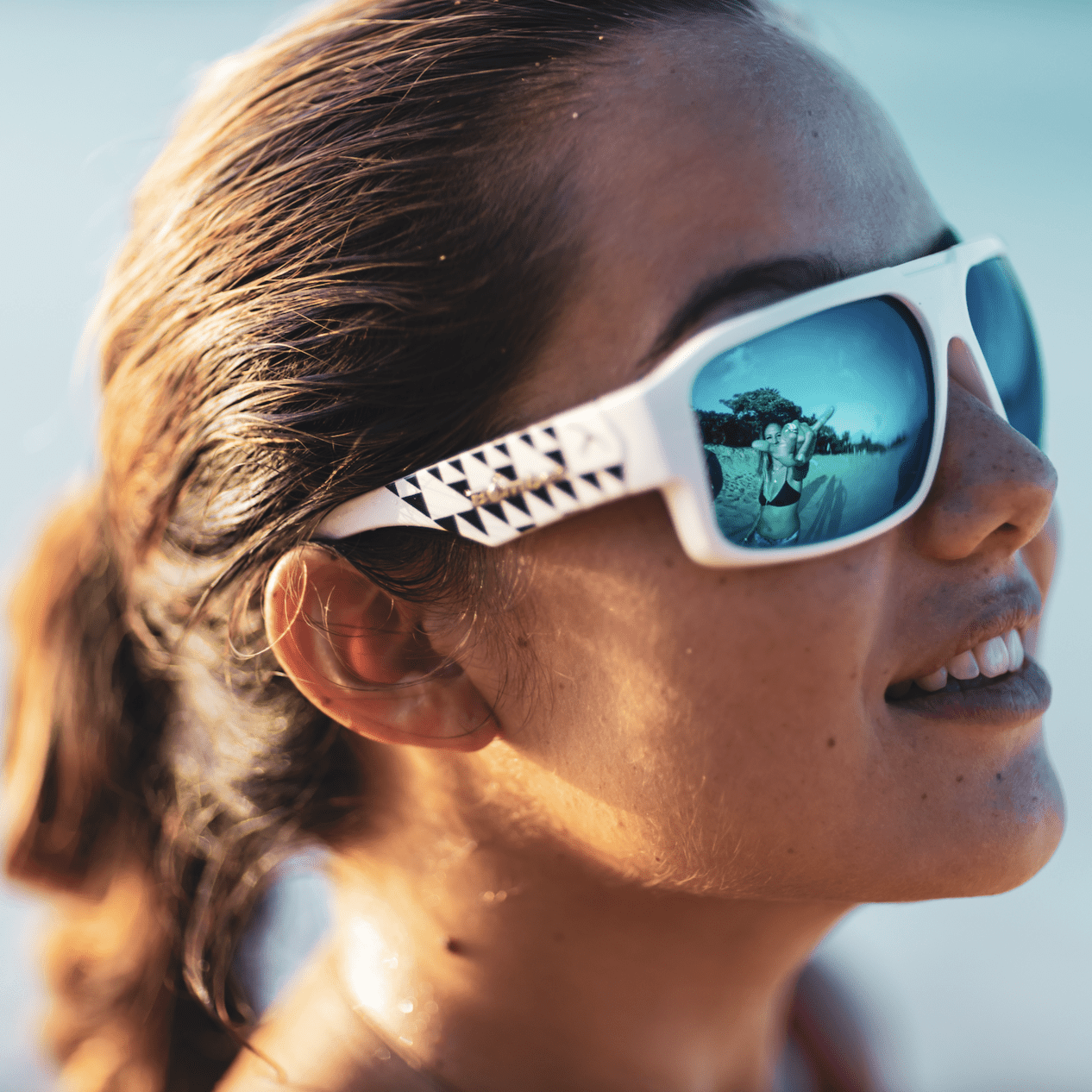 MEGA Safety - Polarized Ice Blue Mirror White Mana Series - Safety Glasses - Bomber Eyewear - M115ICEM