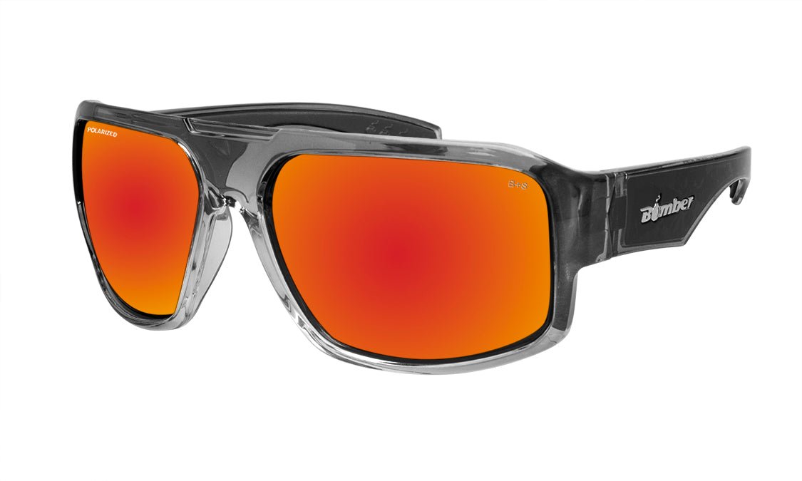 MEGA Safety - Polarized Red Mirror Crystal - Safety Glasses - Bomber Eyewear - M114RM