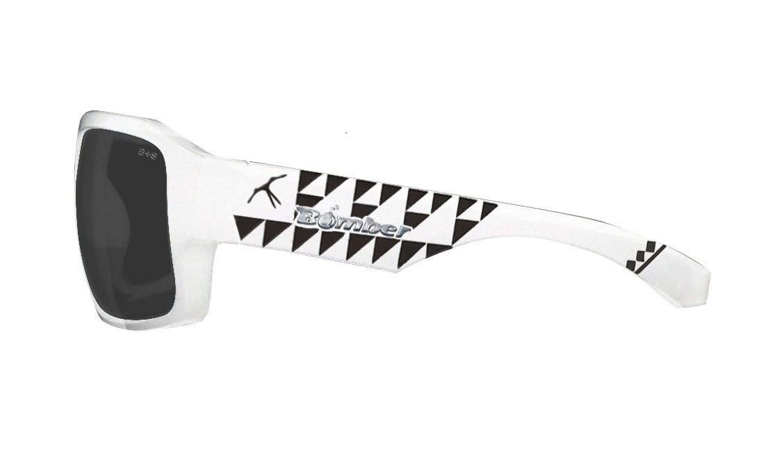 MEGA Safety - Polarized Smoke White Mana Series - Safety Glasses - Bomber Eyewear - M115M