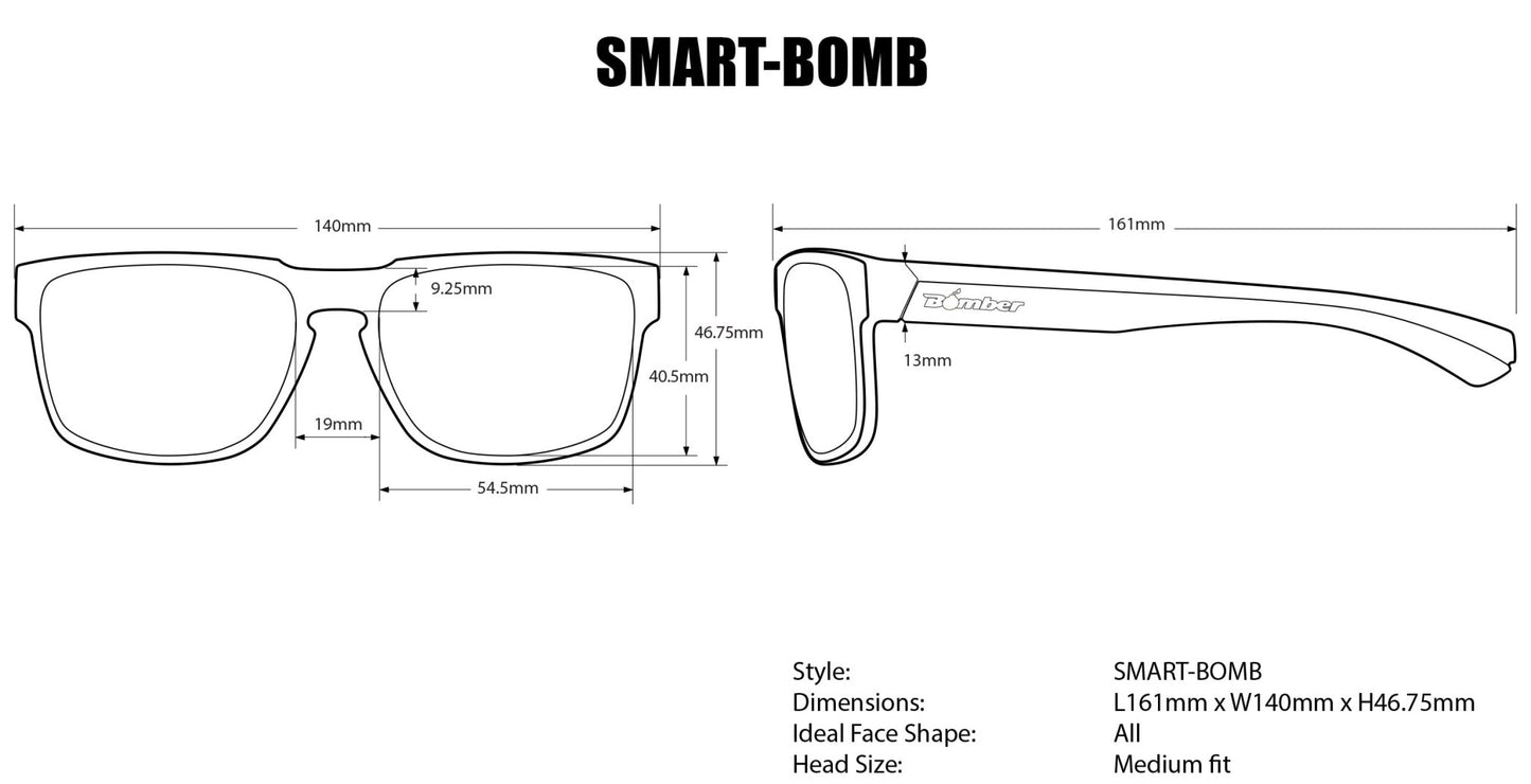 SMART - Polarized Blue Mirror Mana Series - Sunglasses - Bomber Eyewear - SM111BMM