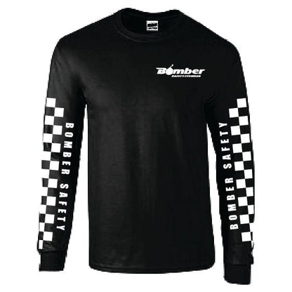 T - SHIRT BLACK CHECKER LONG SLEEVE - Accessories - Bomber Eyewear - T-SHIRT-BLK-LS-CHECKER-M