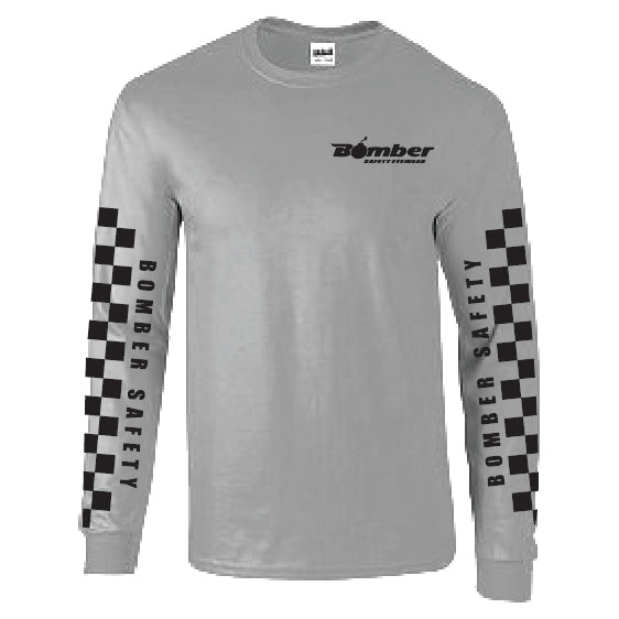 T - SHIRT GRAY CHECKER LONG SLEEVE - Accessories - Bomber Eyewear - 